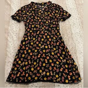 Zara Multicolored Black Floral Dress